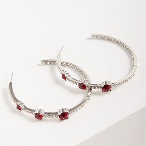 Torrid Triple Stone Hoop Earring - Silver Tone